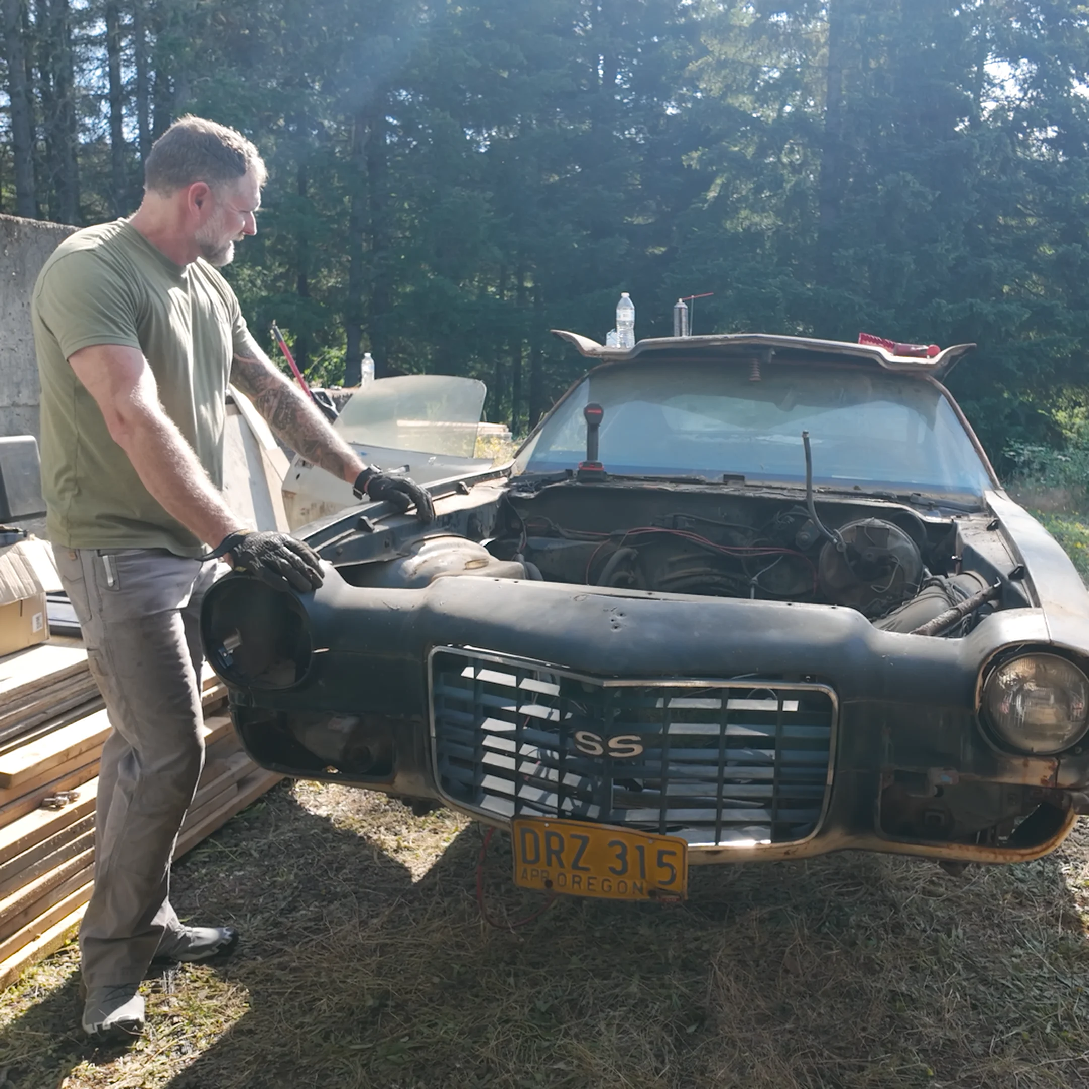 A '71 Camaro SS under restoration at Zulu Garage